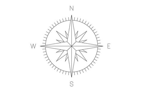 A Black And White Compass With The Letter S In It S Center On A White