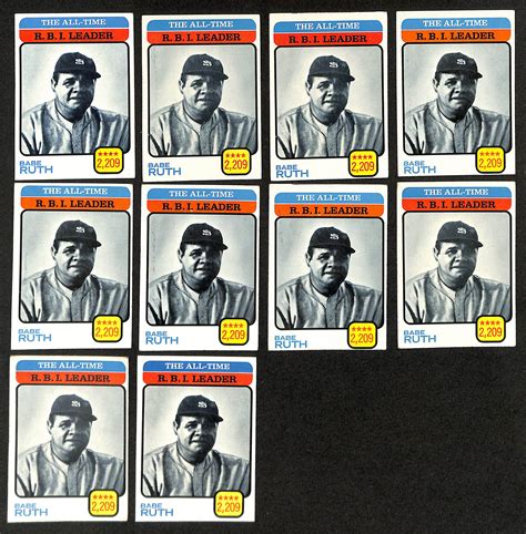 Lot Detail Lot Of 10 1973 Topps Babe Ruth All Time RBI Leader Cards