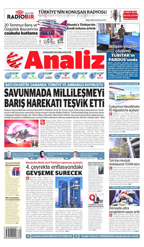 Analiz Gazetesi Analiz Manşet Oku Haberler 21 Temmuz 2024