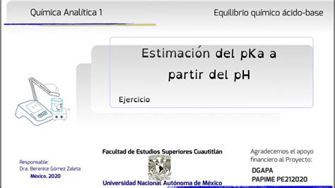 Calculo Del Pka A Partir Del Ph Experimental Youtube