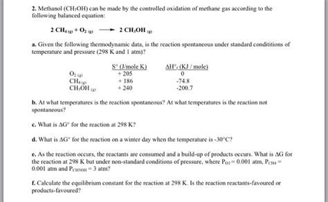 Solved Methanol Ch Oh Can Be Made By The Controlled Chegg