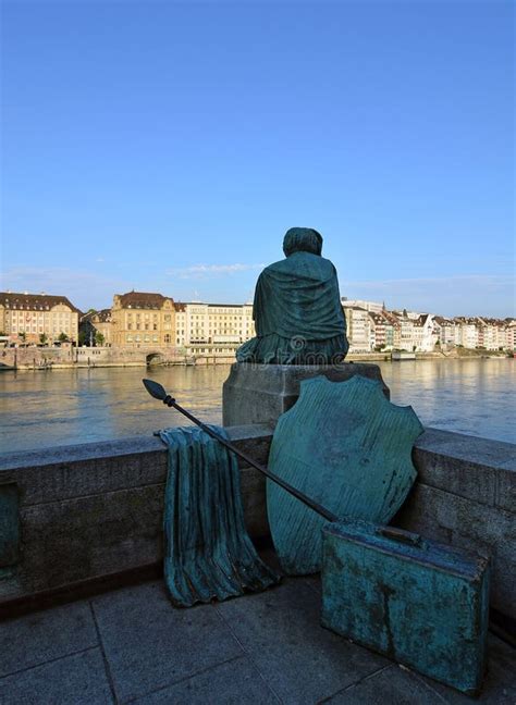 Helvetia Statue On The Rhine In Basel, Switzerland Stock Photo - Image of green, rivers: 32550974