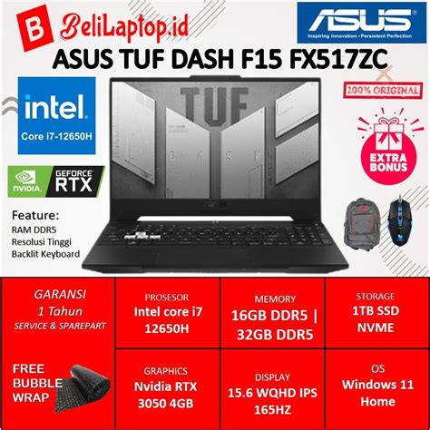 Jual Laptop gaming asus tuf intel core i7 32gb 1tb ssd nvidia RTX 3050 ...