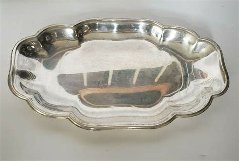 F B Rogers Silver Co Silverplate Oval Bread Tray Scalloped Edge