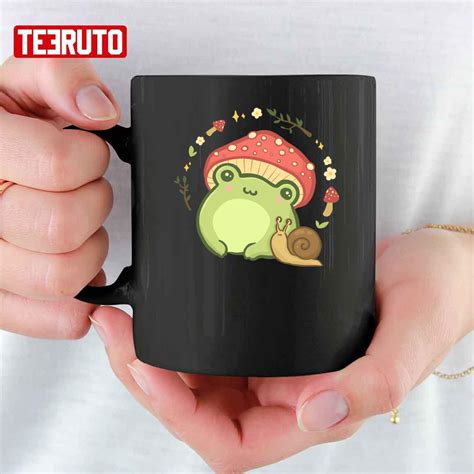 Cottagecore Aesthetic Cute Vintage Frog And Snail Mug Teeruto