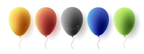 Set Of Colored Air Balloons D Cartoon Style Isolated Stock Vector