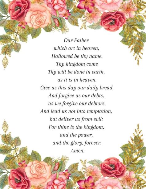 The Lords Prayer Printable The Lords Prayer Lords Prayer Printable