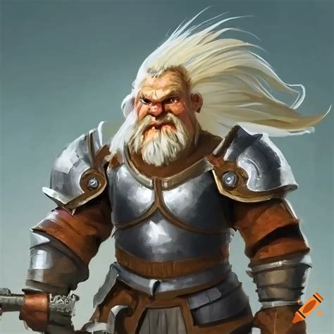 Angry Dwarf Platinum Blonde Hair Warrior Heavy Plate Armor Baldur