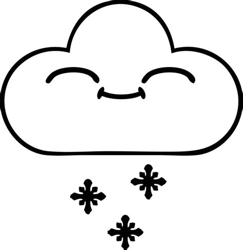 Line Drawing Cartoon Snow Cloud 11938660 Vector Art At Vecteezy