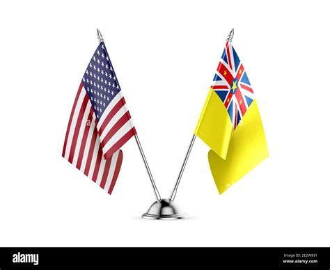 Desk Flags United States America And Niue Isolated On White