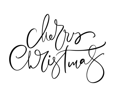 Merry Christmas Black Handwritten Lettering Text Inscription