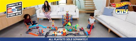 Amazon Hot Wheels City Super Twist Tire Shop Playset Spin The Key To Make Cars Travel