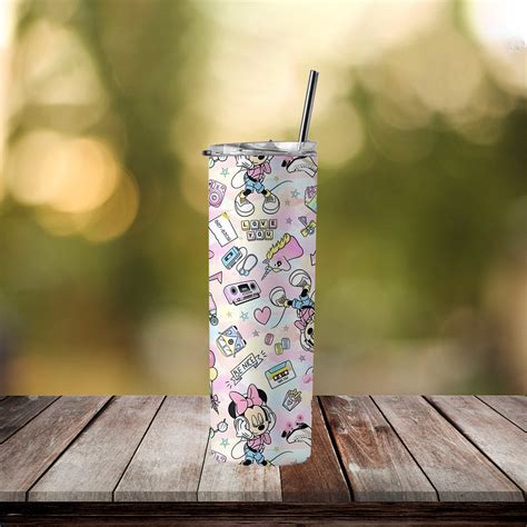 Vaso flaco de dibujos animados de 20 oz Minnie Tumbler Wrap Etsy México