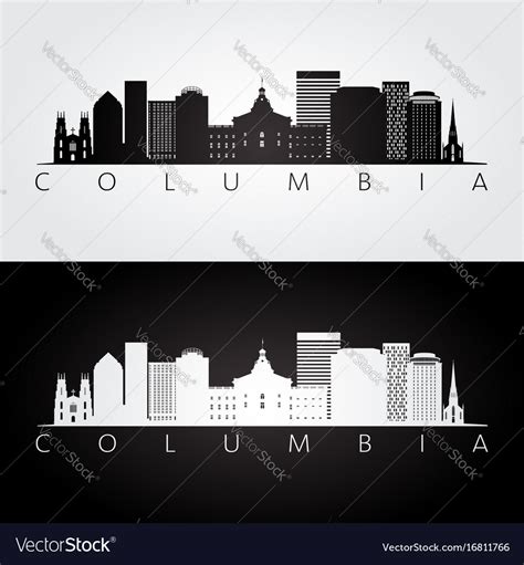 Columbia usa skyline and landmarks silhouette Vector Image