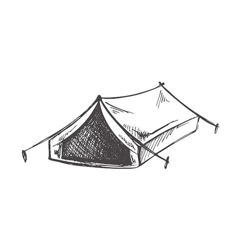 Premium Vector Hand Drawn Sketch Of Tourist Tent Isolated On White