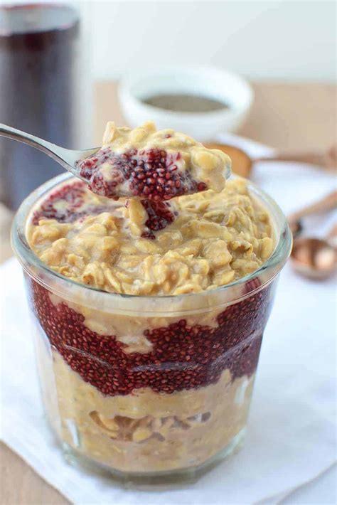 Healthy Peanut Butter And Jelly Overnight Oats Recipe