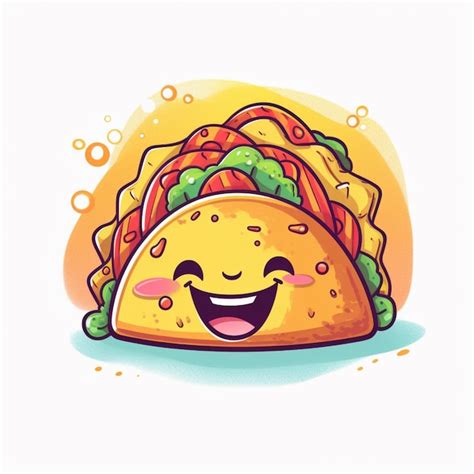 Taco De Dibujos Animados Con Una Cara Feliz Y Una Sonrisa En él Ai