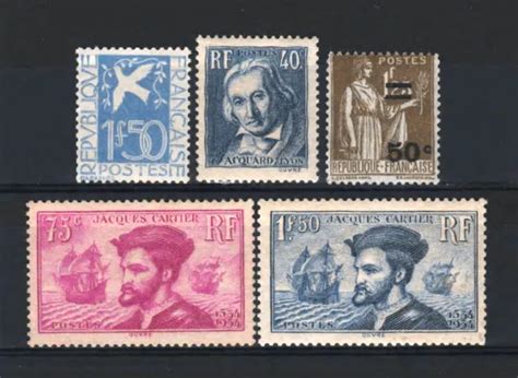 FRANCE STAMP ANNEE COMPLETE 1934 YVERT N 294 297 5 TIMBRES NEUFS