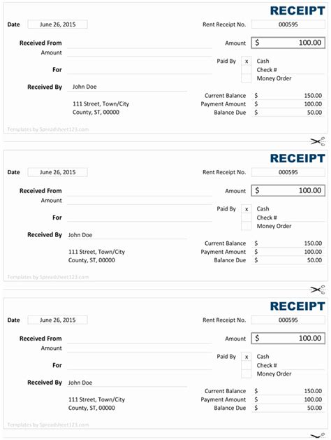 Cash Receipts Template Excel