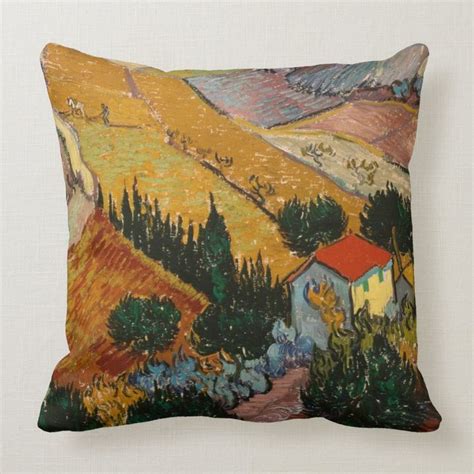 Vincent Van Gogh Landscape W House Ploughman Throw Pillow Zazzle