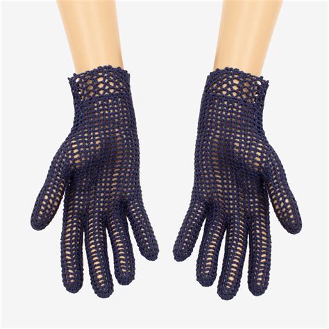 Lace Gloves for Women Navy Blue Cotton Size M Ready to Ship - Etsy UK