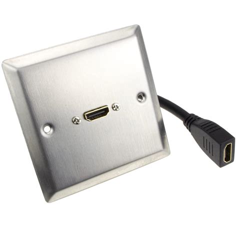 Hdmi K Single Wall Plate Faceplate Socket With Pigtail Brushed