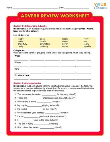 Adverb Worksheet 7th Grade