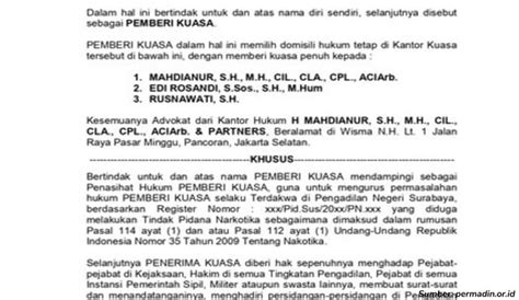 8 Contoh Surat Kuasa Khusus Perdata Dan Pidana Beserta Formatnya