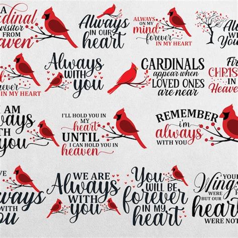 Christmas Cardinal Quotes Svg Bundle Memorial Christmas Etsy