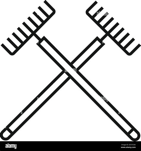 Crossed Garden Rake Icon Outline Style Stock Vector Image Art Alamy