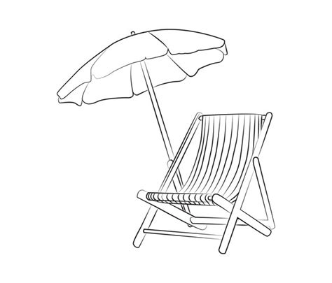 Premium Vector Vector One Line Drawing Beach Umbrella Chair For