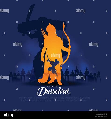 Happy Dussehra Festival Of India Of Lord Rama Killing Ravana Vector