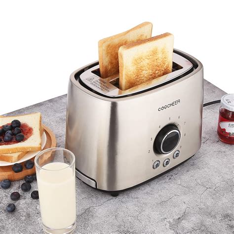 Stainless Steel Toaster 2 Slice Toaster With 15 Wide Slots 9 Shade