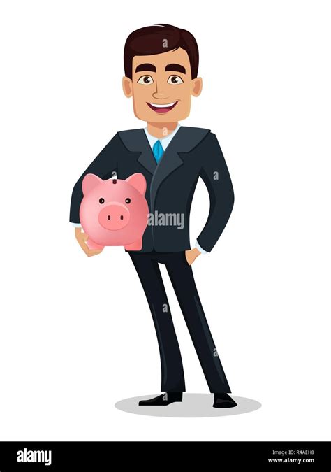 Business Man Cartoon Character In Formal Suit Handsome Businessman