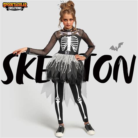 Girls Skeleton Costume Ghostly Skeleton Tutu Dress For Girls