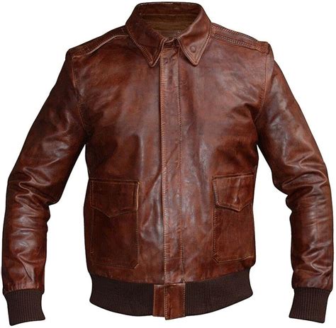 Uomo A Aviator Air Force Pilot Vintage In Pelle Marrone Distressed