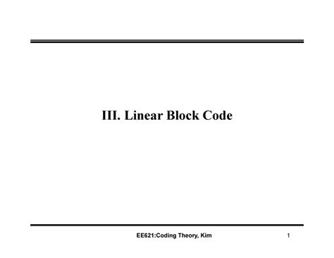 3 Ch3 1 Linear Block Code Iii Linear Iii Li Block Bl K Code C D