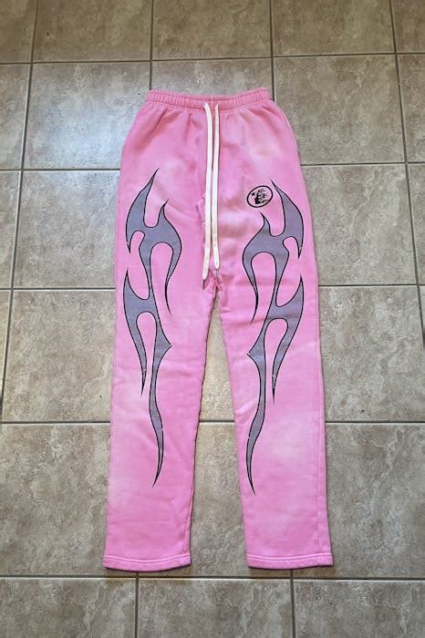 Hellstar Hellstar Flame Sweatpants Pinkgrey Grailed