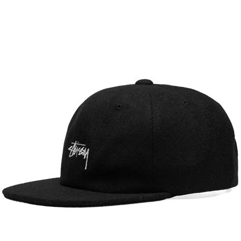 Stussy Melton Wool Strapback Cap Black End Us