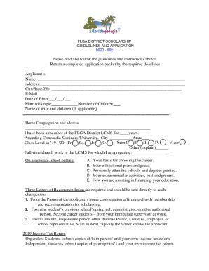 Fillable Online Lwml Fl Ga District Scholarship Guidlelines And