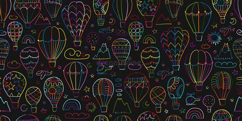 Colorful Hot Air Balloons Collection Seamless Pattern For Your Design Stock Photo Image Of