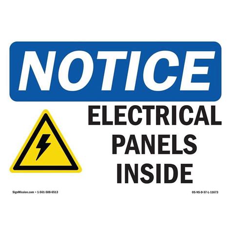 Notice Electrical Panels Inside With Symbol Osha Decal Sign