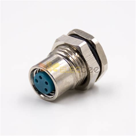 M8 4 Pin Circular Connector Female Straight Waterproof Front Mount M11 Thread Panel Receptacles