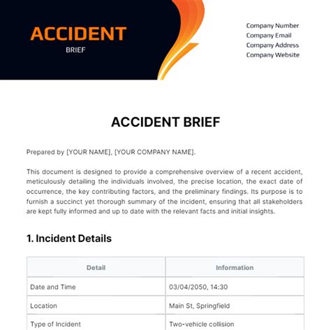 Free Accident Brief Template Edit Online And Download