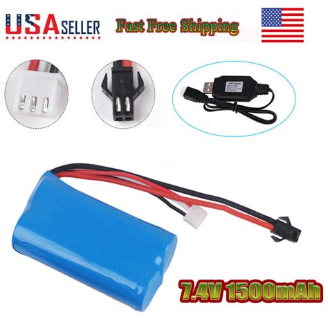 74v 1500mah 15c Lipo Battery Sm Plug Usb Charger For Rc Car Boat