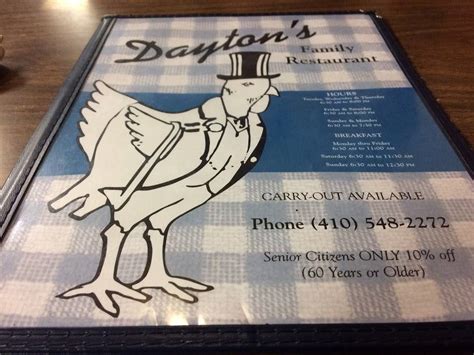 Menu At Daytons Restaurant Salisbury