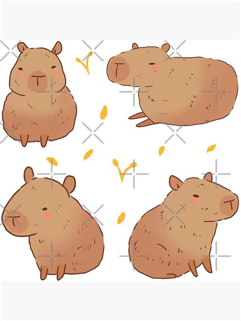 Cute Capybaras Illustration Poster For Sale By Mayarart Redbubble