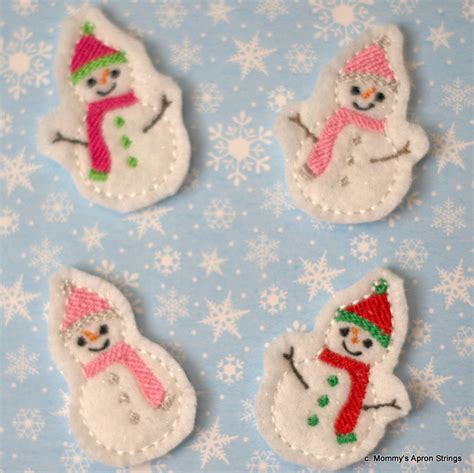 Snowman Feltie Machine Embroidery Design Files Mommys Etsy