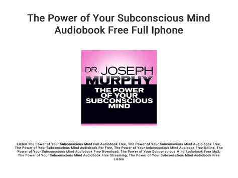 The Power Of Your Subconscious Mind Audiobook Free Full Iphone By Mayulydia Issuu