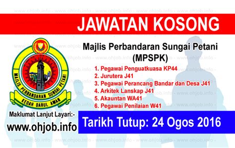 Jawatan Kosong Majlis Perbandaran Sungai Petani Mpspk Ogos